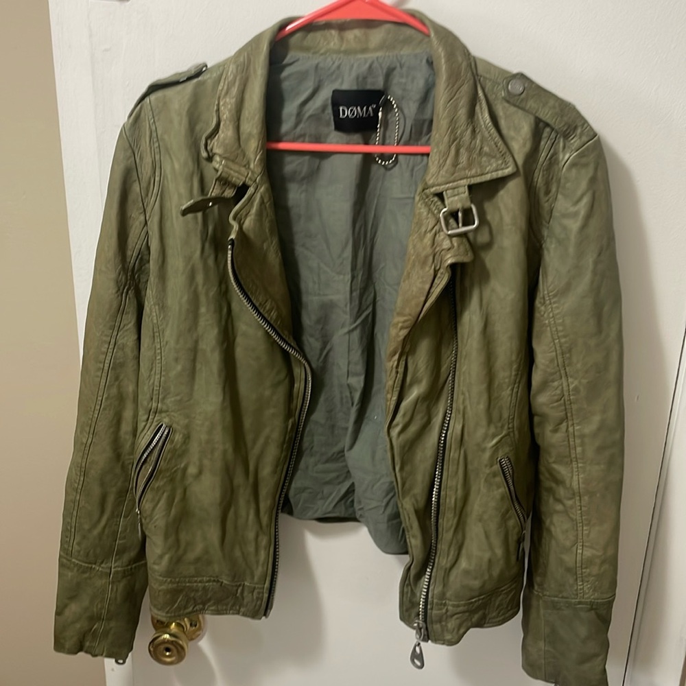 Doma sea green leather jacket